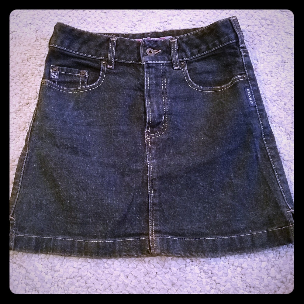 Vintage dark blue jean mini skirt